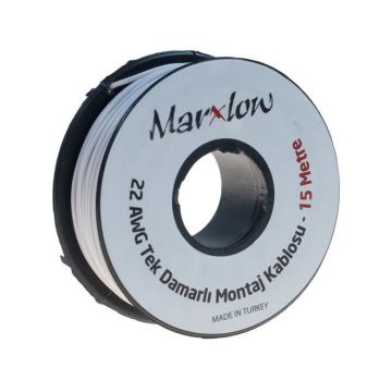 Montaj Kabeli Rulonu - 22AWG 15 metr Tək Damar Ağ