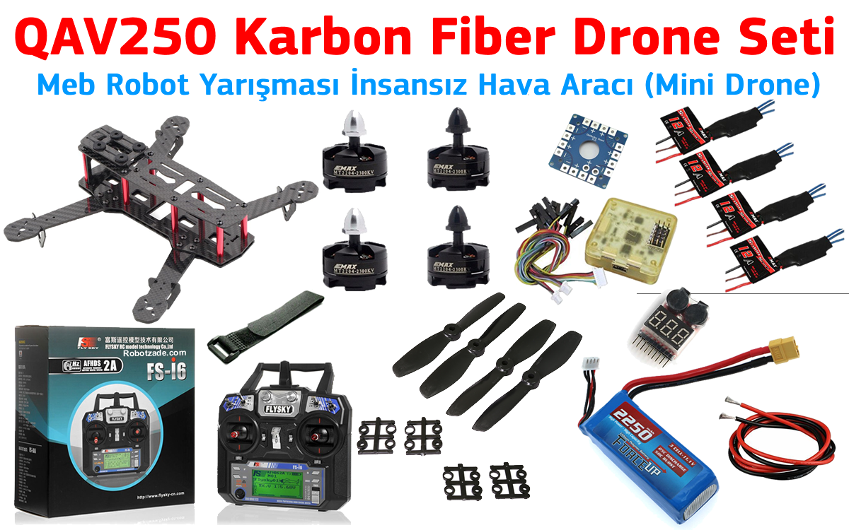 QAV250 Karbon Fiber Dron Dəsti