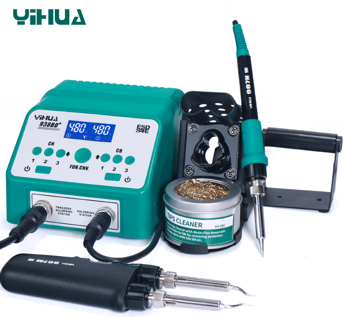 Yihua 938BD+ SMD İsti Pincet Lehimləmə Stansiyası (Yenilənmiş Versiya)