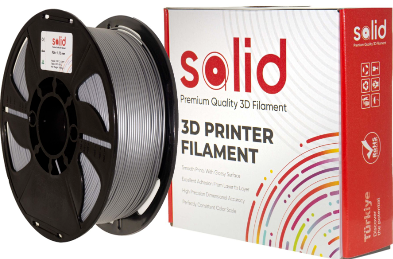Solid Filament PLA Plus Gümüş Boz - 1 kq